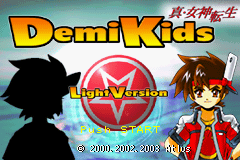 DemiKids Light Version title screen for GameBoy Advance